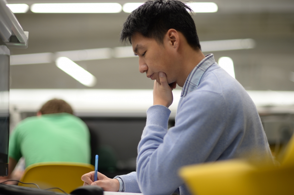 student studying